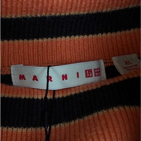 NWT MARNI + Uniqlo Orange 100% Cashmere Striped Turtleneck Sweater, size XL - Picture 3 of 9